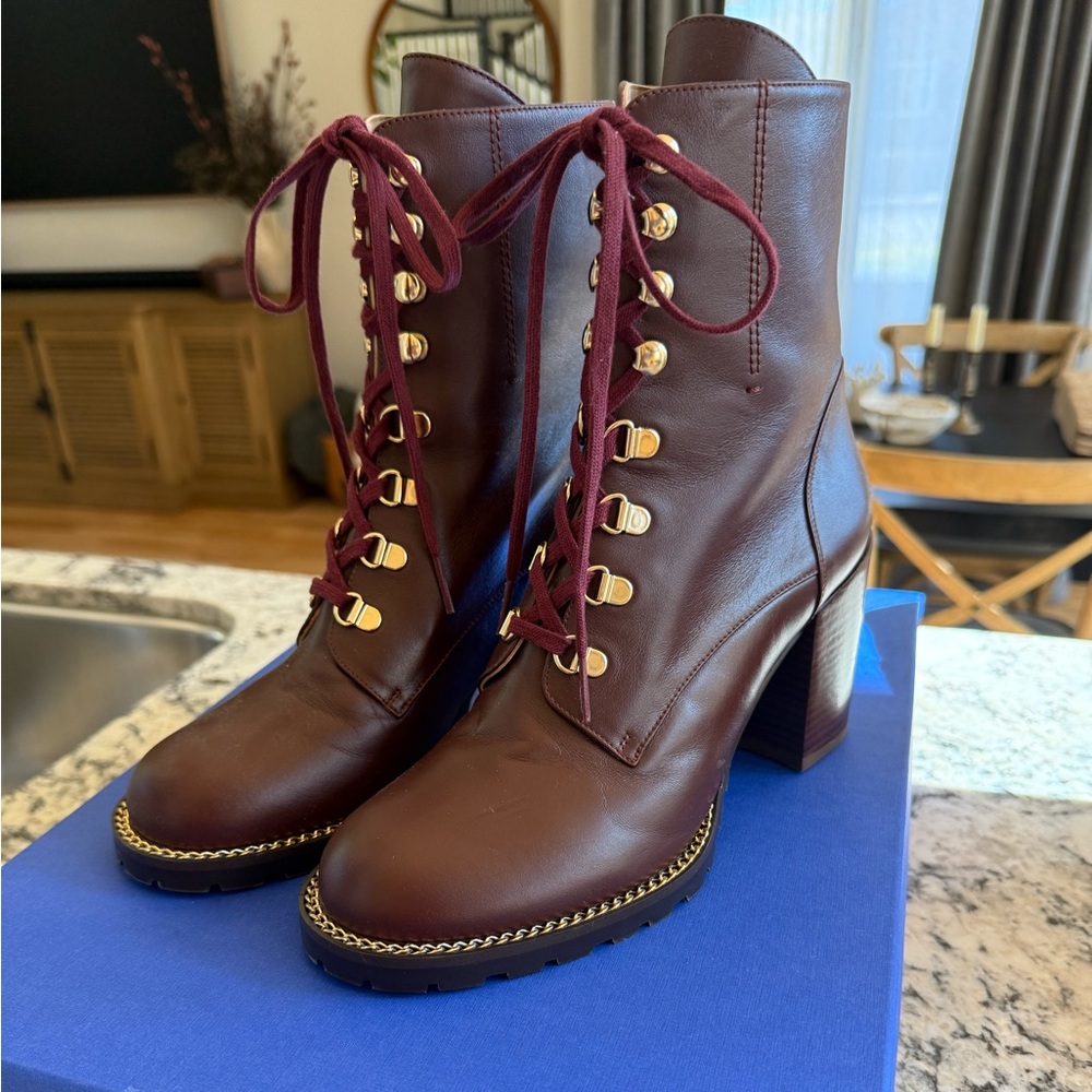 Stuart Weitzman - Size 9 - Kolbie Block Booties in Mahogany